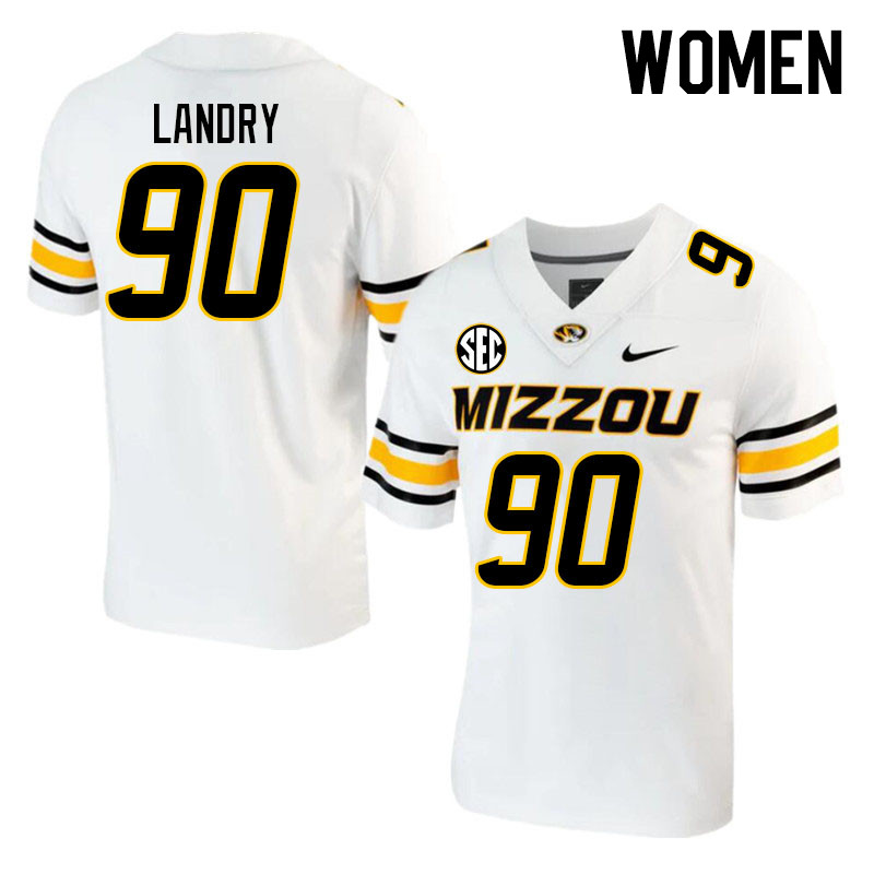 Women #90 Josh Landry Missouri Tigers College 2023 Football Stitched Jerseys Sale-White